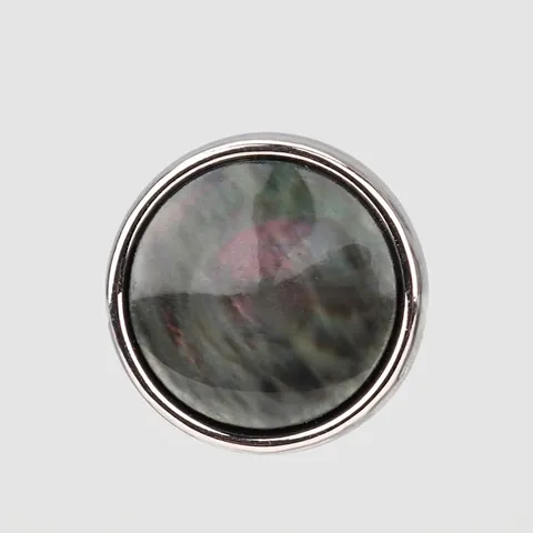 Boutons en Nacre Noire Naturelle de Haute Qualité Avec Bordure en Métal Fixations Rondes Iridescentes pour Chemises et Polos Homme Femme