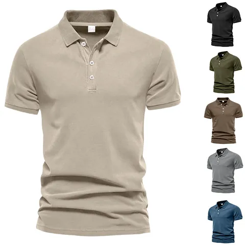 Herren Mode Einfarbig Kurzarm Polo Shirt Sommer Slim Fit Sport Casual Umlegekragen Knopf Top Herren Bekleidung