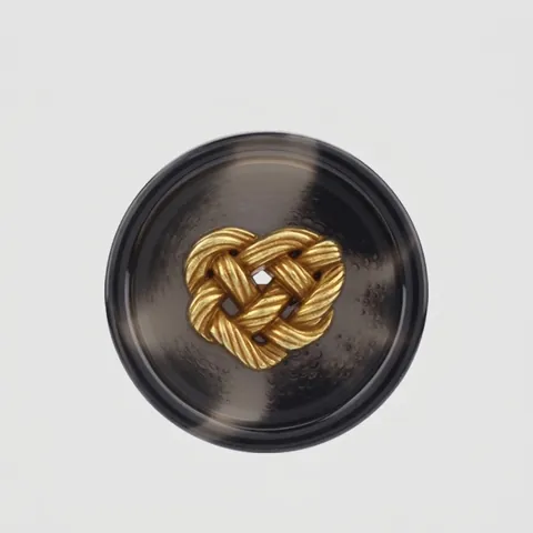 Eco Friendly Resin Suit Buttons Round Vintage Marble Pattern With Golden Braided Heart Apparel Sewing Decorative Accessories For Coats Blazers