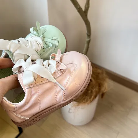Toddler German Army Trainer Style First Walkers With Silk Ribbon Bow Soft Sole Anti-Slip Casual Skate Shoes For Infants Kids