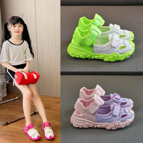 Kids Sporty Mesh Sandals Breathable Chunky Sole Shoes For Boys Girls Summer Beach Casual Footwear Comfortable Wear