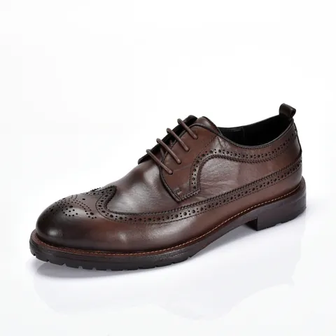 Men British Vintage Brogue Oxford Shoes Top Grain Cowhide Lace-up Business Formal Wedding Dress Shoes