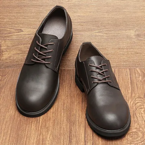 Scarpe Derby Uomo Business Casual in Pelle di Vacchetta Primo Strato Scarpe Eleganti Comode Traspiranti Antiscivolo Suola in Gomma