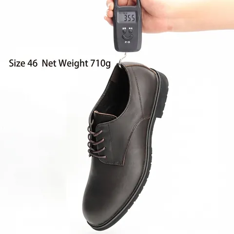 Scarpe Derby Uomo Business Casual in Pelle di Vacchetta Primo Strato Scarpe Eleganti Comode Traspiranti Antiscivolo Suola in Gomma
