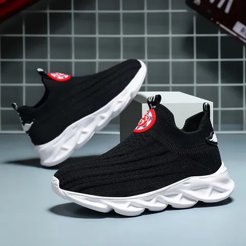 Παιδικά Αθλητικά Παπούτσια Κάλτσα Fly-Knit Αναπνεύσιμα Ελαφριά Slip-On Παπούτσια για Αγόρια Κορίτσια Καθημερινό Τρέξιμο Κυματιστή Σόλα