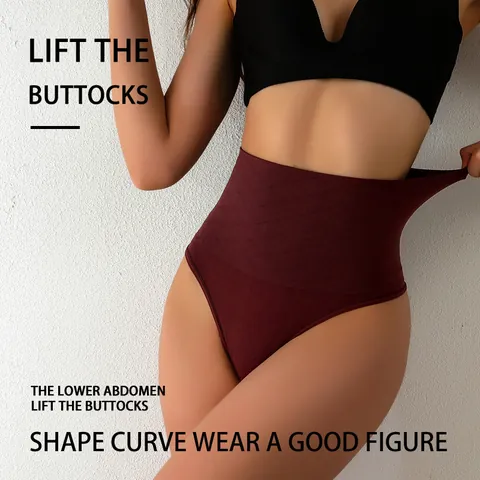 Damen Hohe Taille Bauchkontrolle Tanga Nahtlose Shapewear Po-Lifting Nylon Unterwäsche Formende Body Shaper Sexy Lingerie