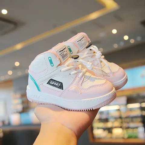 Zapatos de Tabla de Caña Alta para Niños Bloques de Color Suela Blanda Zapatillas Transpirables para Niños Niñas Calzado Deportivo Casual para Estudiantes