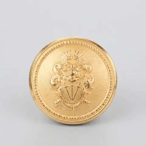 High-End Brass Metal Buttons Vintage Embossed Heraldic Crest Shank Buttons Gold Round Suit Button For Coat Blazer Apparel Sewing Accessory
