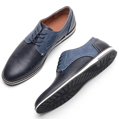 Scarpe Derby Casual da Uomo Taglie Forti Moda Patchwork Traspiranti Leggere in Pelle PU Stringate Sneakers Basse Scarpe da Camminata