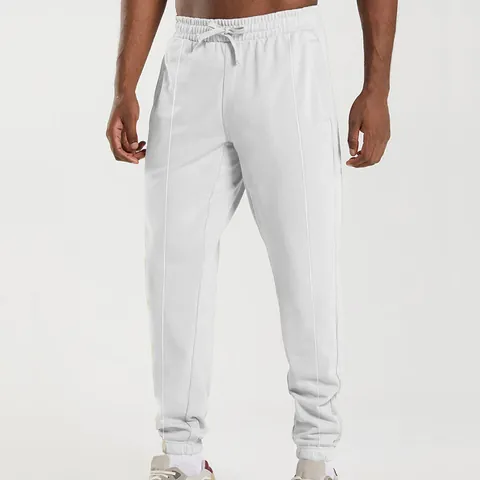 Men Casual Sports Bottom Joggers Sweatpants With Drawstring Cuffed Hem Solid Color Pocket Knit Pants Streetwear Fashion