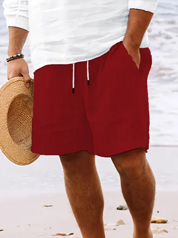Men Beach Shorts Casual Striped Jacquard Sport Shorts Summer Swim Trunks Quick Dry Drawstring Waist Bottom