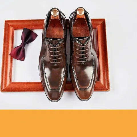 Men Business Formal Oxford Shoes Handmade Split Leather British Style Lace-up Wedding Shoes Groom Dress Office Shoes