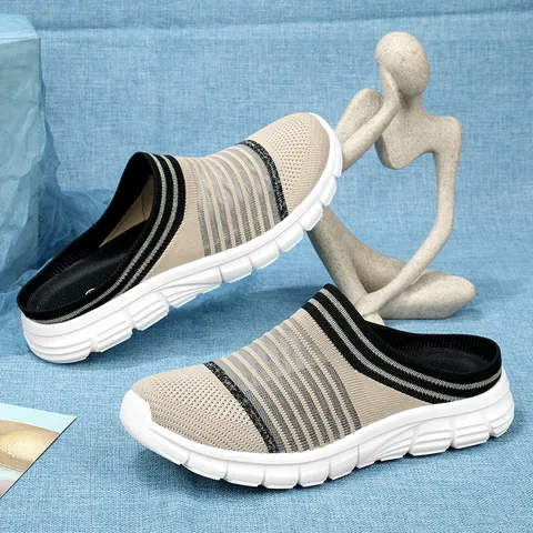 Flyknit Breathable Clogs For Men Women Lightweight Summer Slip On Sandals Casual Mesh Couple Shoes Mule