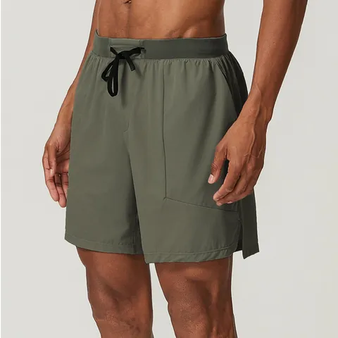 Heren Sneldrogende Sport Short Ademend Nylon Elastaan Sport Hardloop Training Short Met Trekkoord Elastische Taille Casual Citywalk Broek