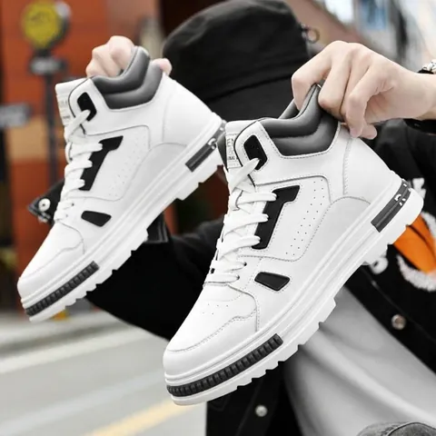 Men's 8cm Hidden Heel Height Increasing Martin Boots High Top Casual Board Shoes Cowhide Leather Thick Sole Sneakers Autumn Winter
