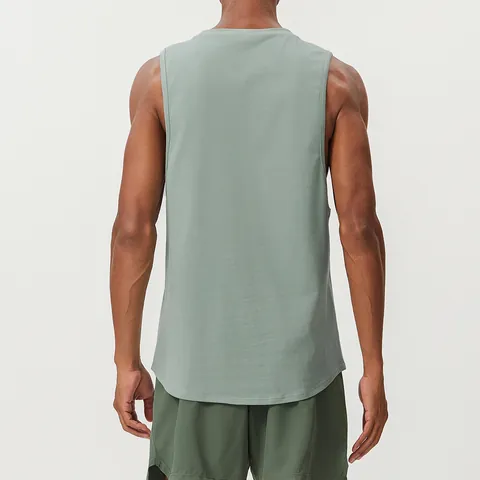 Men Cotton Blend Breathable Sports Tank Top Round Neck Muscle Vest Moisture Wicking Athletic Training Top For Gym Running Basketball