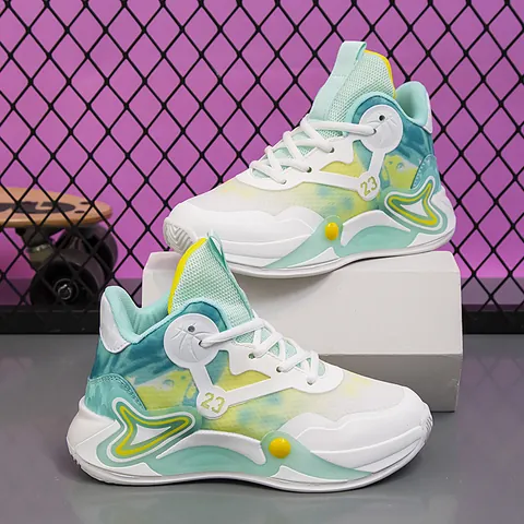 Kinder High-Top Basketballschuhe Atmungsaktiv Netzgewebe Sport Sneaker Für Jungen Mädchen Rutschfest Verschleißfest Batik Studenten Schuhe