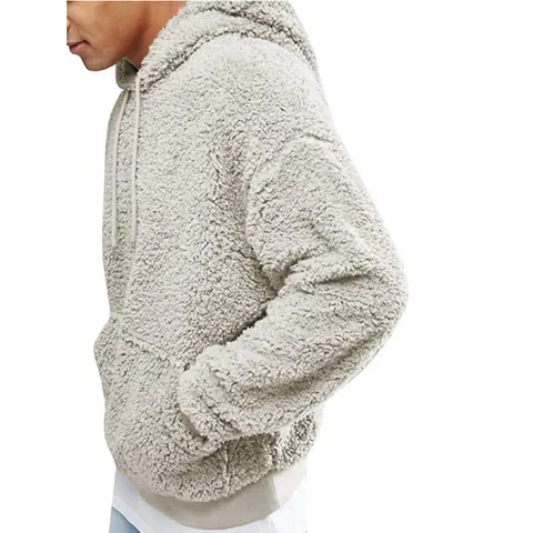 Ανδρικό Casual Sherpa Fleece Φούτερ με Κουκούλα Μονόχρωμο Χαλαρή Εφαρμογή Βελούδινο Φούτερ Χειμερινό Ζεστό Δυτικό Στυλ Κορυφή