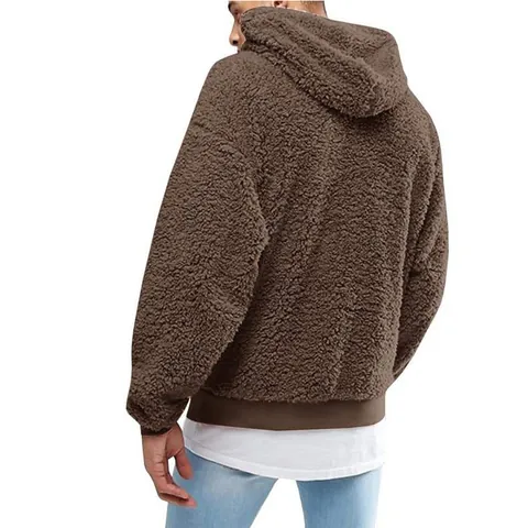 Ανδρικό Casual Sherpa Fleece Φούτερ με Κουκούλα Μονόχρωμο Χαλαρή Εφαρμογή Βελούδινο Φούτερ Χειμερινό Ζεστό Δυτικό Στυλ Κορυφή
