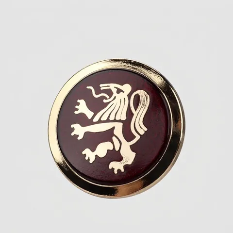 Vintage Round Metal Buttons Zinc Alloy Drop Glue Lion Crest Gold Border Fasteners For Blazer Coat Suit Sewing DIY Crafts