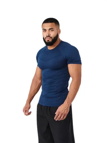 Men High Elastic Sports Compression T-Shirt Quick Dry Training Fitness Short Sleeve Muscle Gym Workout T-Shirt Printed Top