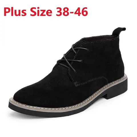 Stivali da Uomo Chelsea Martin Retrò Britannico in Pelle Scamosciata di Vacca Stringati Aumento Altezza Interna Antiscivolo Casual Stivaletti Outdoor Taglia Grande