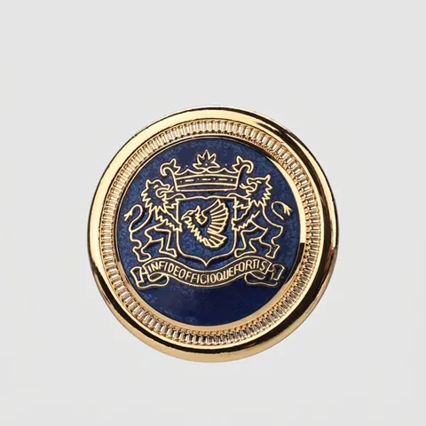 Vintage Brass Enamel Buttons European Coat Of Arms Crown Lion Pattern British Style Decorative Shank Buttons For Blazers Suits Coats Jackets Apparel Sewing DIY Craft