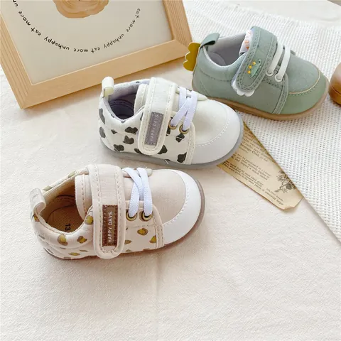 Säugling Kleinkind Weiche Sohle Lauflernschuhe Japanischer Stil Segeltuch Cartoon Dinosaurier Pony Muster Klettverschluss Baby Schuhe