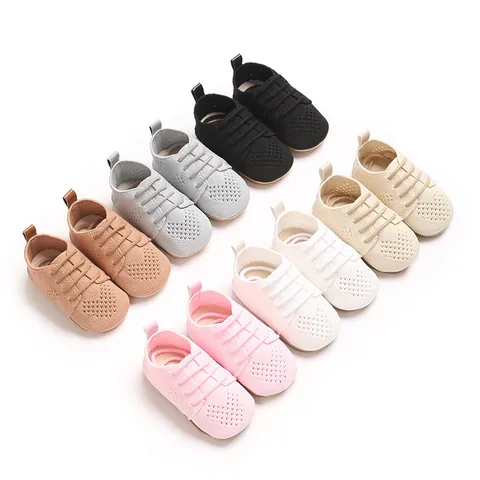 Baby Walking Shoes 0-1 Year Old Boys Girls Breathable Mesh Knit Soft Sole First Walker Shoes Heart Hollow Casual Sneakers