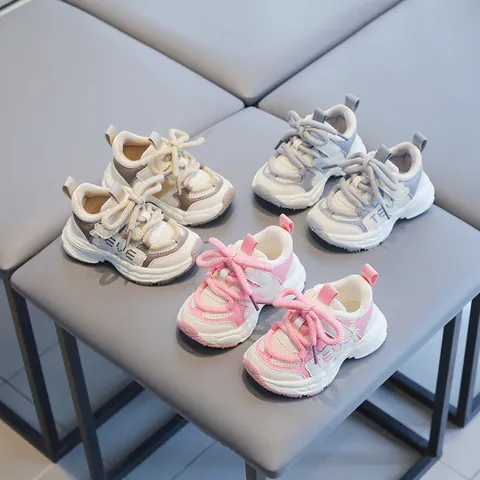 Kids Baby Toddler Shoes Mesh PU Breathable Anti-slip Shock Absorption Sporty Sneakers Vintage Chunky Shoes For Boys Girls