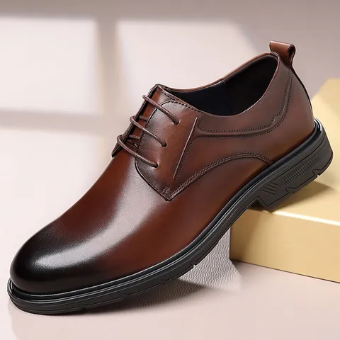Zapatos Derby de Hombre Formales de Negocios Cuero de Vaca Genuino Transpirables Estilo Británico Zapatos Oxford para Oficina