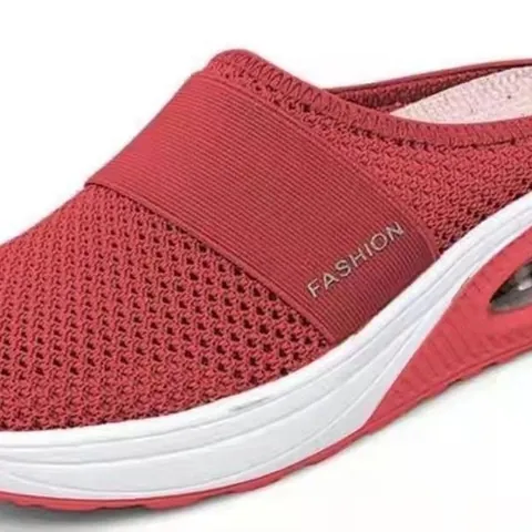 Damen Netz Atmungsaktiv Luftkissen Halb Hausschuhe Mules Dicke Sohle Slip-on Sneakers Sommer Lässig Leichte Outdoor Sportschuhe