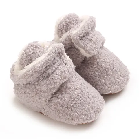 Winter Baby Pre-Walker Cotton Shoes Fleece Lined Soft Sole Warm Anti-Slip Infant Toddler Booties For 0-1 Year Old Boys Girls