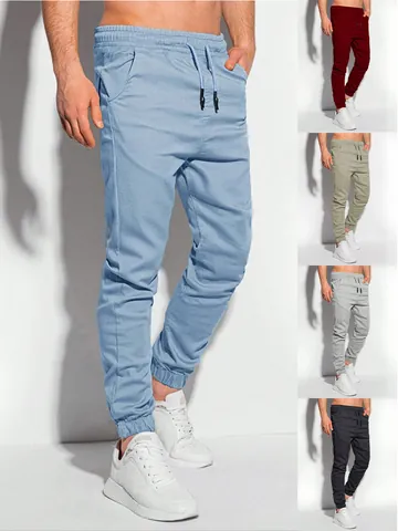 Herren Casual Jogginghose Einfarbig Sweatpants Elastischer Kordelzug Taille Bündchenhose Für Sport Fitness Laufen Training Herren Bekleidung