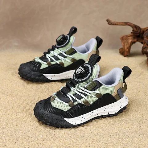 Zapatillas Deportivas para Niños al Aire Libre Parte Superior de Malla Transpirable Con Sistema de Hebilla Giratoria Zapatos de Papá de Moda Antideslizantes para Niños 6-12 Años