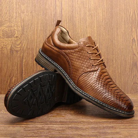 Scarpe Brogue Business da Uomo in Pelle Sintetica Vintage Formali Stringate Oxford Derby per Ufficio Festa Uso Quotidiano