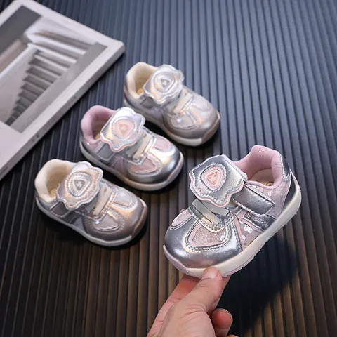 Kleinkinder Mädchen Lauflernschuhe Weiche Sohle Sneakers Metallic Kunstleder Pailletten Patchwork Sportschuhe Für Baby