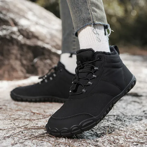 Botas De Nieve Unisex De Invierno Para Exteriores Corte Medio Forro De Felpa Zapatos De Algodón Cálidos Suela De Cinco Dedos Antideslizantes