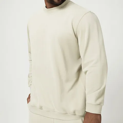 Men Sporty Casual Cotton Blend Sweatshirt Set Solid Color Round Neck Long Sleeve Top And Bottom For Autumn Winter