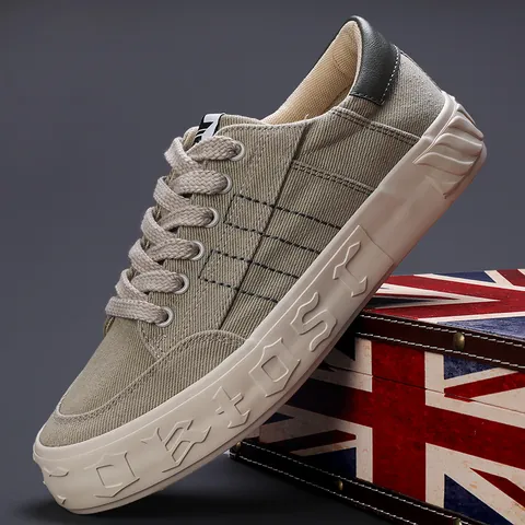 Herren Low-Top Stoffschuhe Mode Lässig Flache Sneakers Schnürschuhe Atmungsaktiv Streetwear Vulkanisierte Schuhe Alltag
