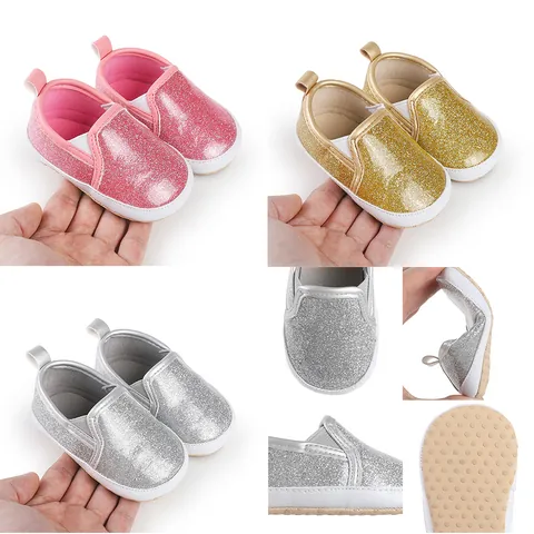 Newborn Baby Sequin Prewalker Shoes Glitter Soft Sole Infants Toddler Non-Slip First Walker Shoes Shine Indoor Breathable Footwear