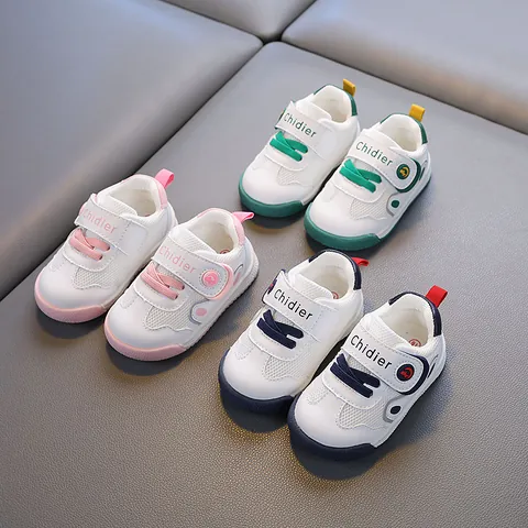 Breathable Mesh Toddler Walking Shoes For Baby Boys Girls Soft Sole Anti-Slip Hook And Loop Casual Patchwork Sneakers