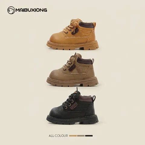 Bottines Martin Enfants Unisexe en Cuir Microfibre Chaussures Premiers Pas Antidérapantes Garçons Filles Fermeture Éclair Latérale Bottines Style Britannique
