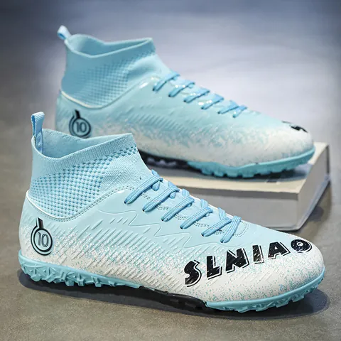 Professional High Top Soccer Cleats For Men Women Turf Soccer Shoes Firm Ground Spikes Soccer Boots Breathable Sock Ankle Design