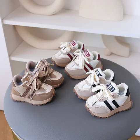 Toddler Kids Casual Sneakers Waterproof Synthetic Leather Non Slip Soft Sole Retro Running Shoes For Boys Girls
