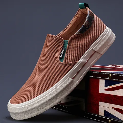 Herren Casual Canvas Schuhe Koreanischer Stil Slipper Low-Top Plimsolls Atmungsaktiv Rutschfest Flache Board Schuhe Für Herbst Mode Herren Sneakers