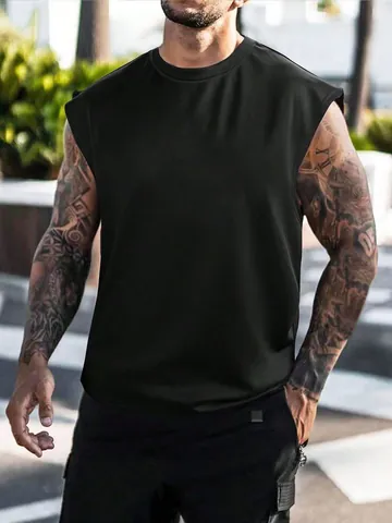 Ανδρικό Αθλητικό Φανελάκι Fitness Mesh Ευρωπαϊκό Μέγεθος Γρήγορο Στέγνωμα Αναπνεύσιμο Αμάνικο Top για Τρέξιμο Γυμναστήριο