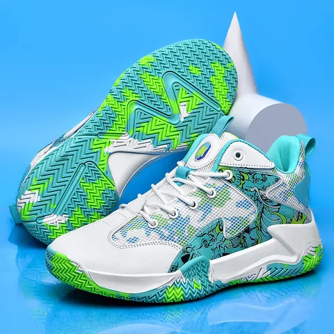 Men's High-Top Basketball Shoes Mesh Breathable Anti-Slip Cushioning Sports Sneakers For Outdoor Athletic Training Shoes