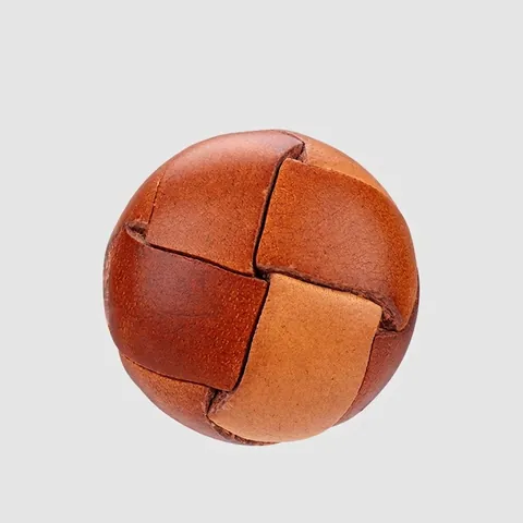 Luxury Genuine Cowhide Leather Woven Buttons Round Retro Decorative Buttons With Copper Shank For Coats Suits Jackets Apparel Accessories