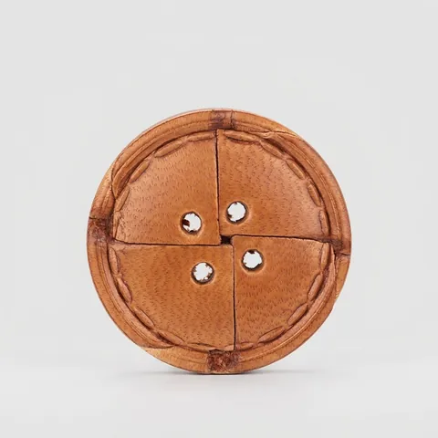 Vintage Cowhide Leather Buttons For Coats High-end Genuine Leather Woven Decorative Four Hole Buttons For Apparel DIY Sewing Craft